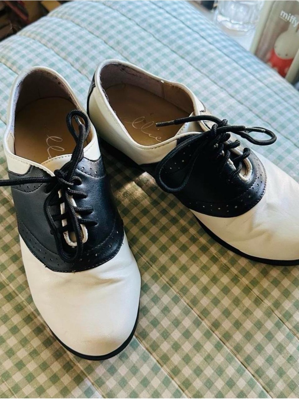 Two-Tone Black and White Saddle Oxfords
